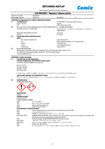 Cemix 2112 RenoBet gyorskötésű javítóhabarcs - biztonsági adatlap