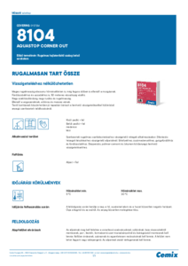 Cemix 8104 Aquastop Corner Out hajlaterősítő szalag külső sarokelem - műszaki adatlap