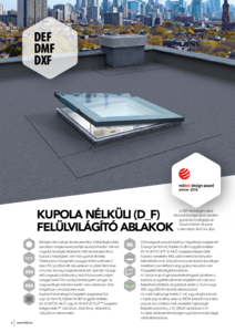 DEF, DMF, DXF - kupola nélküli felülvilágító ablakok - általános termékismertető