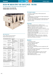 ECOi-W AQUA EVO 140-360 C/H/E léghűtéses folyadékhűtők, hőszivattyús folyadékhűtők és kondenzációs egységek, R410A <br>
(General Catalogue 2024/2025, 472-475. oldal) - műszaki adatlap