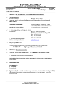 REVCO WINTER vakolatadalék - biztonsági adatlap