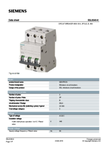 5SL6340-6 kismegszakító 6KA, 3P, B, 40A - műszaki adatlap