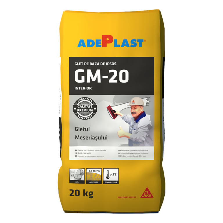 Sika Adeplast GM-20 gipsz alapú beltéri glett – 20 kg zsák