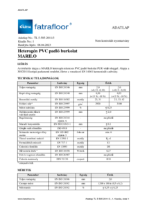 Fatra Marilo LVT burkolatok - műszaki adatlap