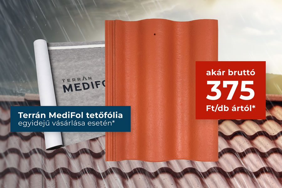 Akciós Terrán Synus tetőcserép - MediFol tetőfóliával extra kedvezménnyel