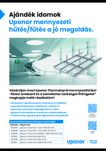 Uponor Thermatop M mennyezetfűtési és -hűtési rendszer akció - általános termékismertető