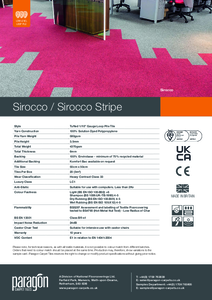 Paragon Sirocco/Sirocco Stripe modulszőnyegek - műszaki adatlap
